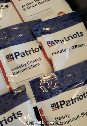 Amber Taylor with 3-Month Survival Food Kit