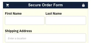 Secure order form with name and shipping fields