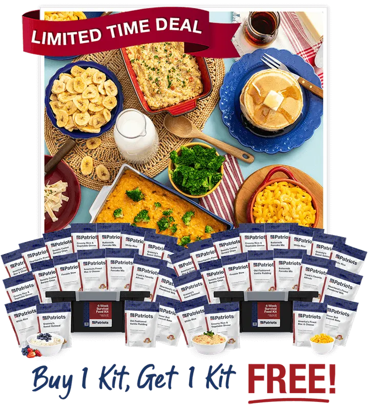 4-Week Survival Food Kit BOGO with FREE bonus kit and gifts