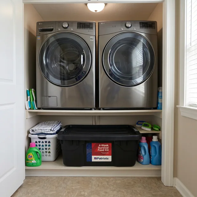 4Patriots food tote stored in a laundry room