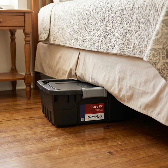 4Patriots food tote stored under a bed