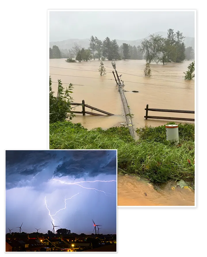 Storms, flooding and emergency scenes