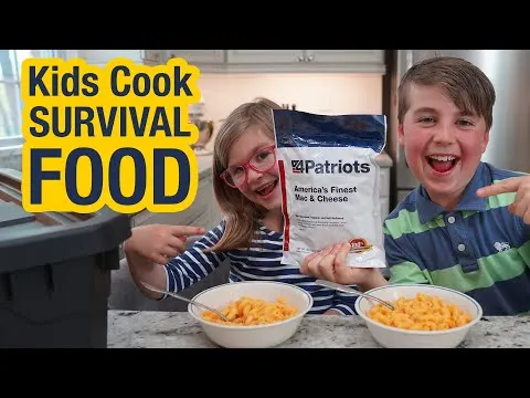 Kids preparing 4Patriots survival food in their own kitchen