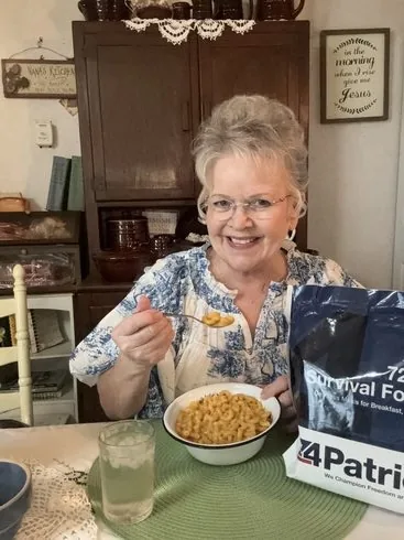 Patti Page White trying 72-Hour Survival Food Kit