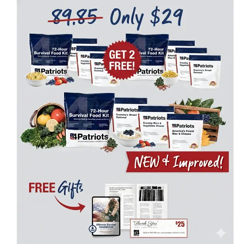 4Patriots 72-Hour Survival Food Kit — Was $89.85, Just $29. Buy 1 Get 2 FREE.