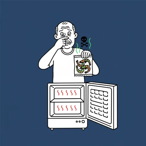 Illustration: Seafood and shrimp in the freezer