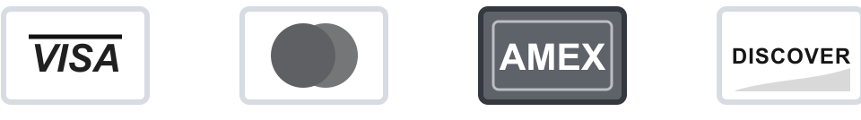 Visa, Mastercard, Amex, Discover accepted