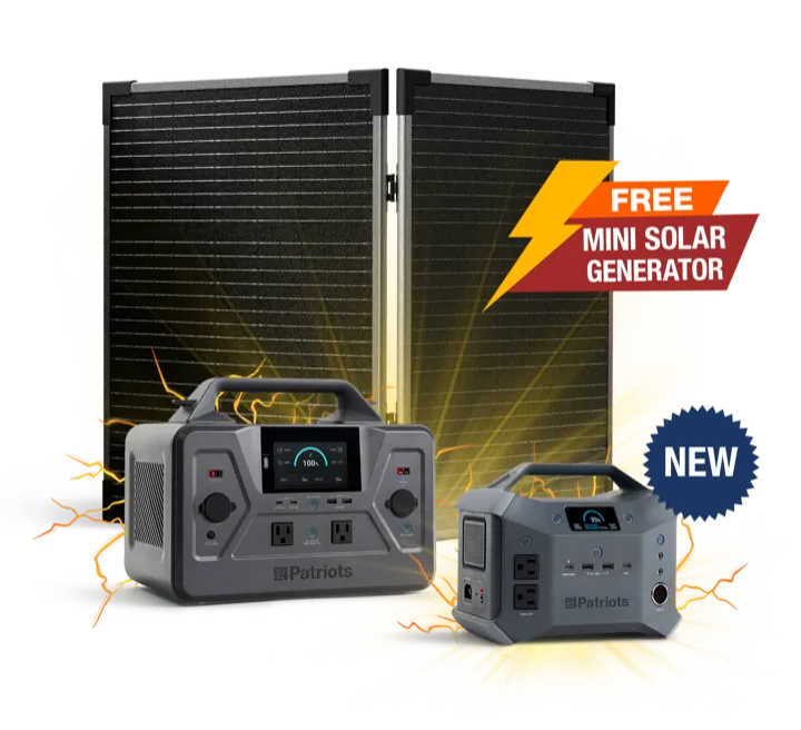 The complete package: Patriot Power Generator 1200, FREE NEW Patriot Power Sidekick and one FREE 100W solar panel