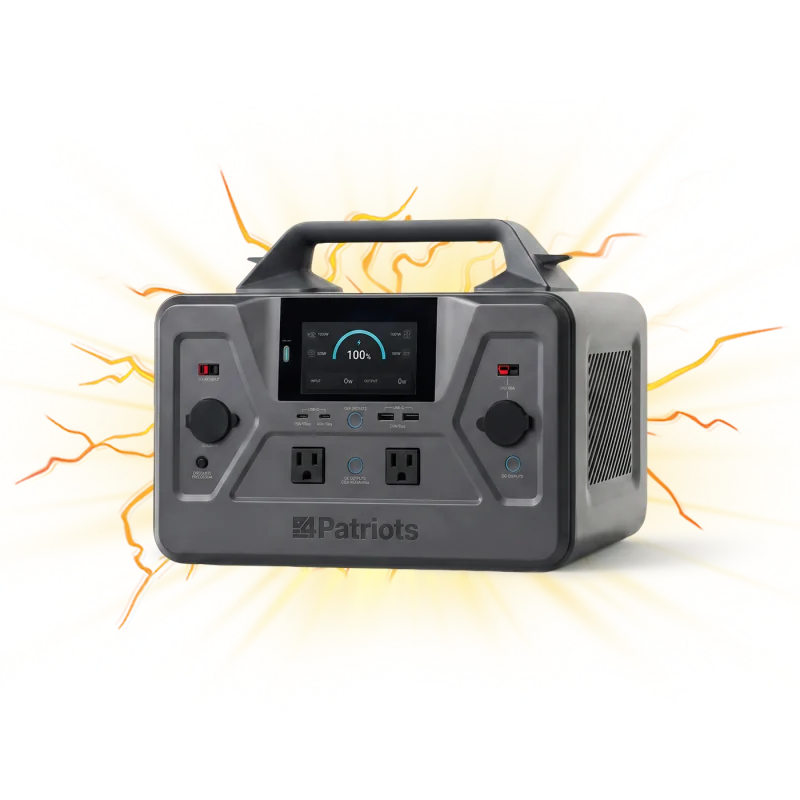 Patriot Power Generator 1200 front panel with the LCD display powered on