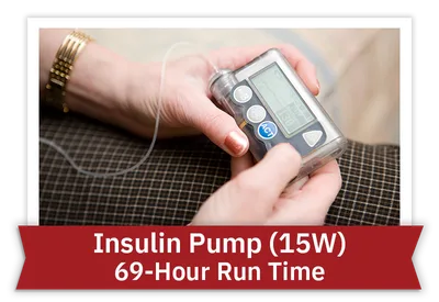 Insulin pump (15W): 69-hour run time