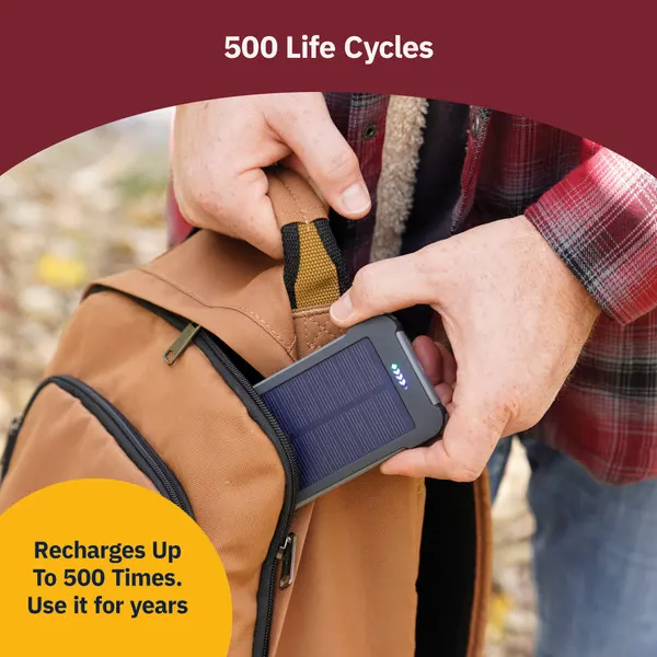 Patriot Power Cell CX fits easily in a backpack — 500 life cycles for years of use
