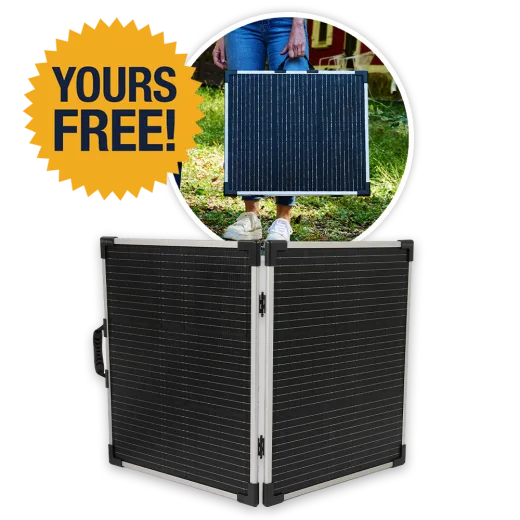 FREE 100W folding solar panel included with PPG-1200