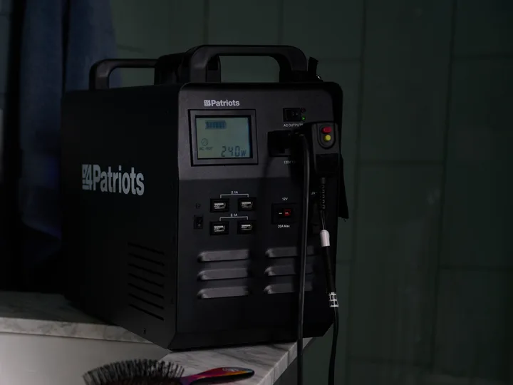 Patriot Power Generator 1800 powering a bathroom during a blackout