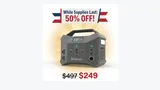 Patriot Power Sidekick retirement sale graphic showing 50% off and the $249 sale price