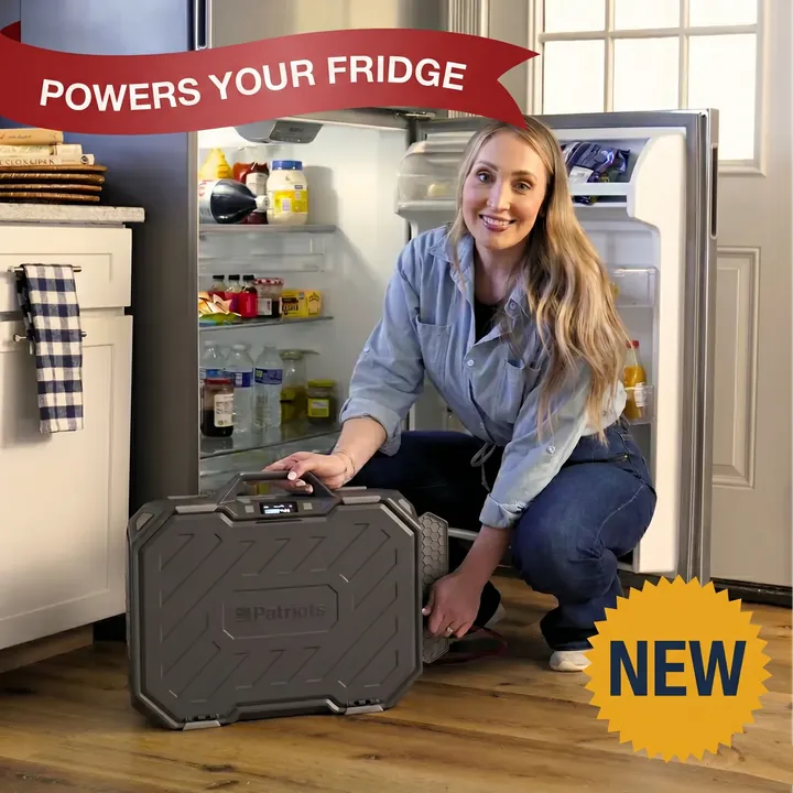 AlphaCase Elite solar generator powering a refrigerator