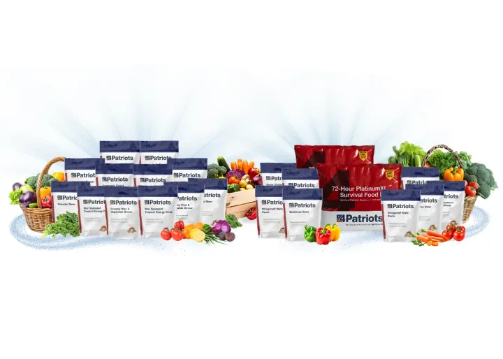1-Week and PlatinumXL survival food pouches included in Silver Star