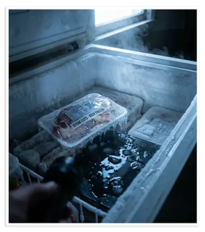 Freezer food melting during a blackout