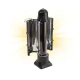 Sun Kettle Solar Water Heater with its reflective panels open